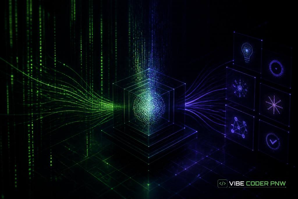An abstract dark green terminal screen displaying clean glowing code blocks and structured query nodes representing automated answer extraction.